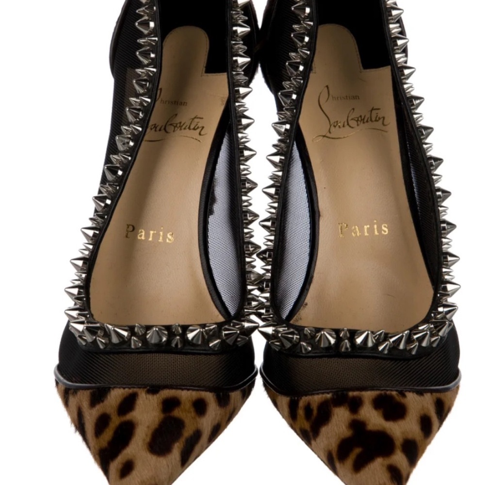 Leopard Print Spiked Christian Louboutin 80 mm Heels - Picture 2 of 5